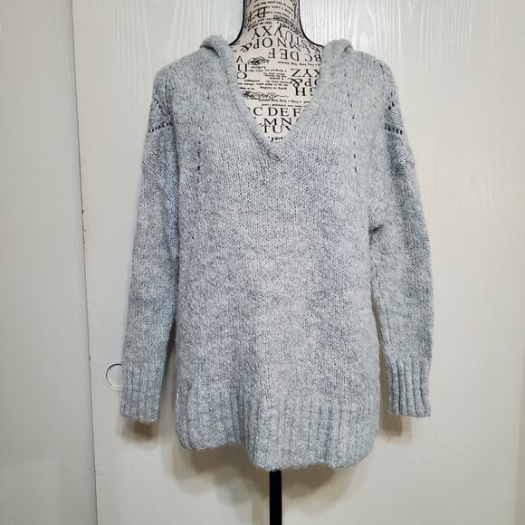 American Eagle Jegging Fit Hooded Sweater Wool Blend Light Gray Small Soft Cozy - Picture 1 of 8